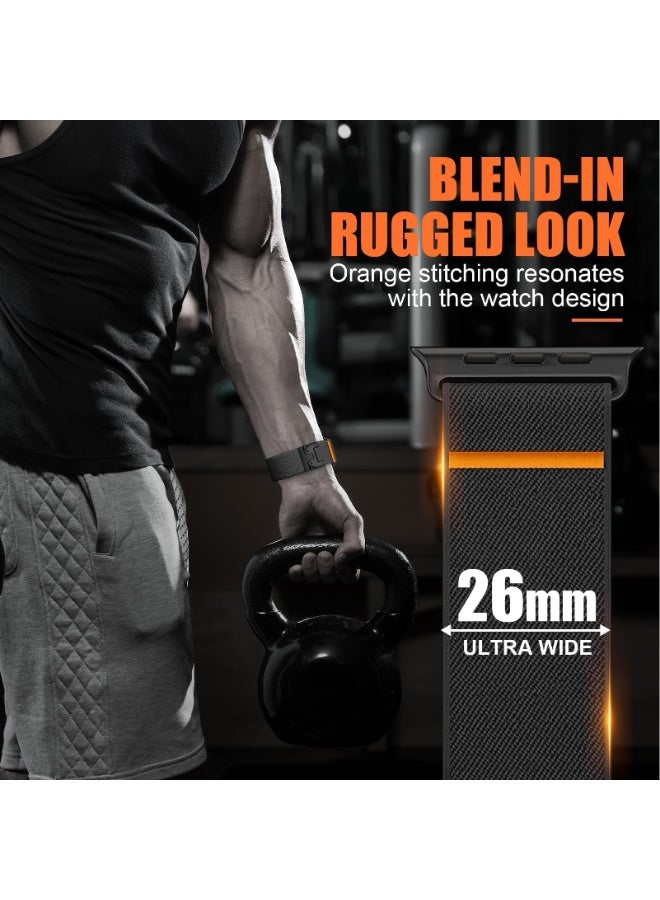 شيك فايب سوار رياضي مرن من النايلون لساعات أبل ألترا 3/ألترا 2/ألترا 49 مم، S11/S10 46 مم، S9/S8/S7 45 مم، SE3/SE2/SE/S6/S5/S4 44 مم، S3/S2/S1 42 مم، مناسب للرجال والنساء. حزام نايلون مطاطي مزود بإبزيم على شكل مظلة لساعات أبل SE 3/2/1 من السلسلة 11 10 9 8 7 6 5 4 3 ألترا. - Image 5